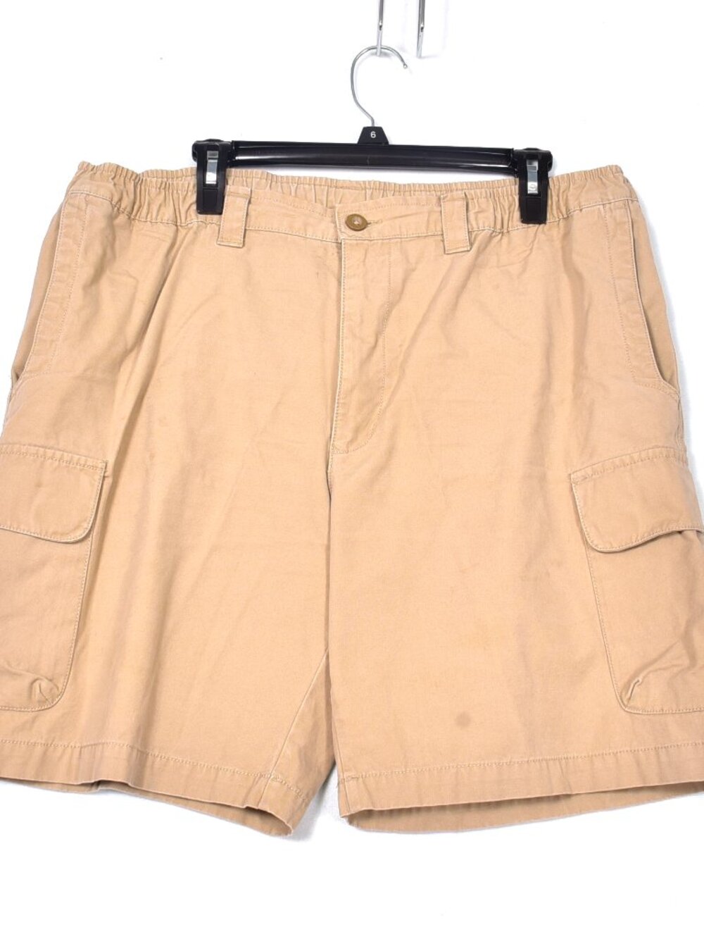 IZOD Men's Khaki Tan Cargo Shorts Size Large Cotton Flat Front Casual